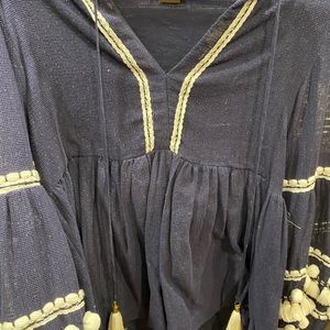 Beautiful navy and white top-Anthropology